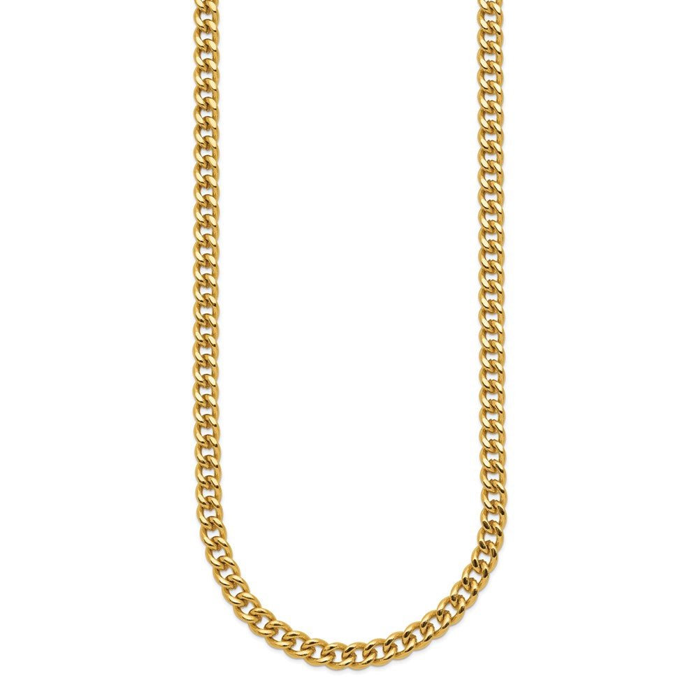 Stainless Steel Polished Yellow IP 24in Curb 5mm Chain Necklace