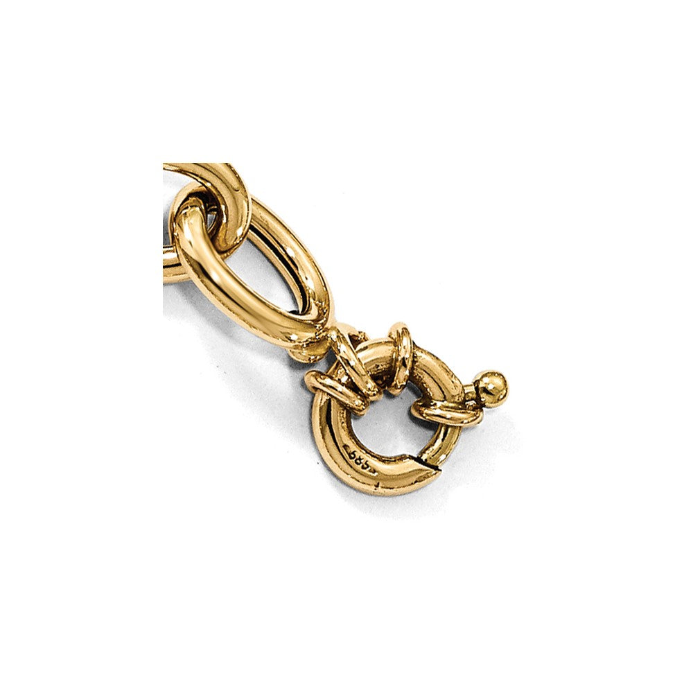 14K Polished Cable Oval Link Bracelet 7.5  inches
