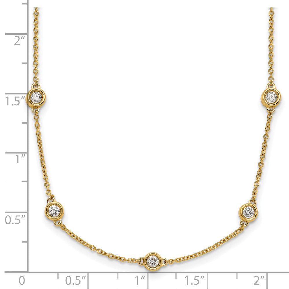 14k Complete 7/8 carat Bezel-set Diamond and Cable Chain 16-Station 16 inch Necklace