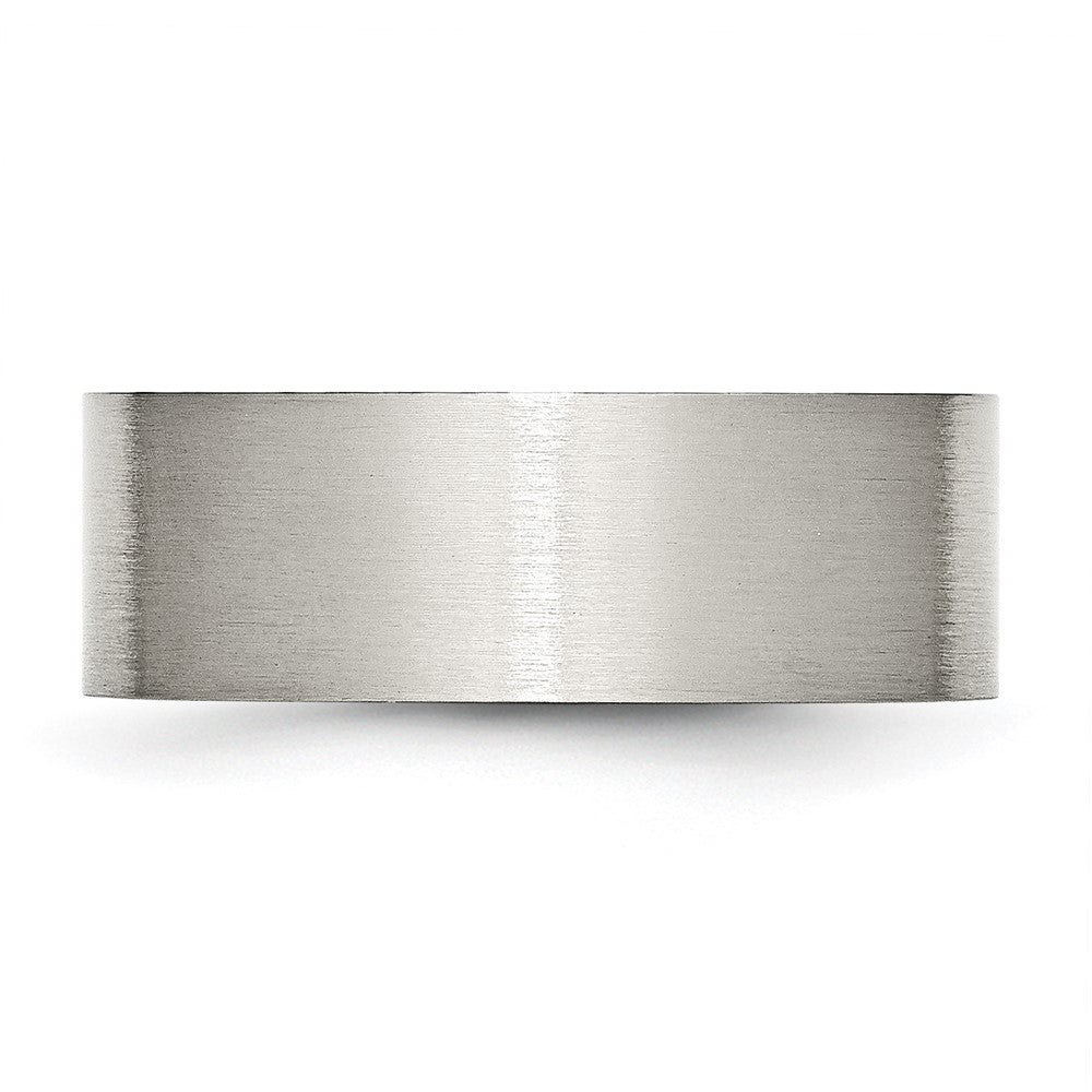 Stainless Steel Brushed 8mm Flat Band Size - 7.5