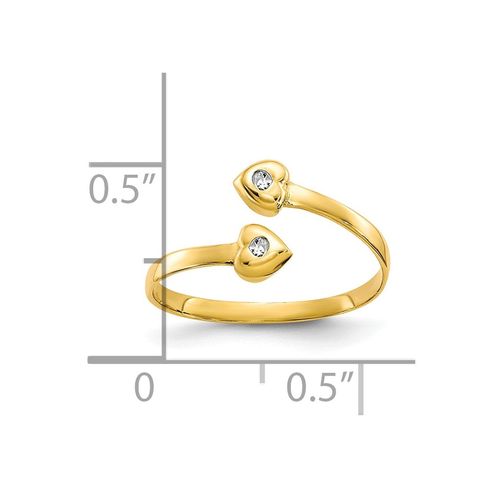 10k CZ Toe Ring Size 3