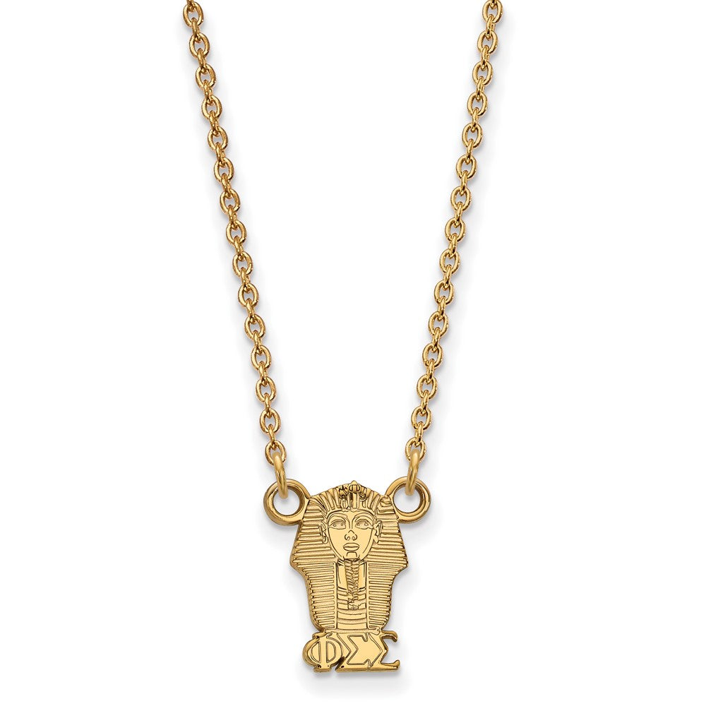 Sterling Silver Gold-plated LogoArt Phi Sigma Sigma Sorority Symbol Extra Small Pendant 18 inch Necklace