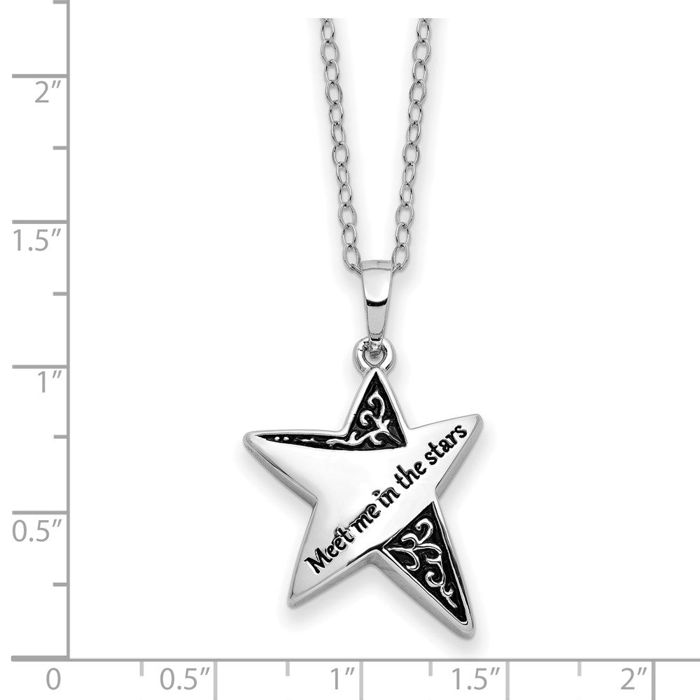 Sentimental Expressions Sterling Silver Rhodium-plated Antiqued Meet Me In The Stars 18 Inch Ash Holder Necklace 18 Inches