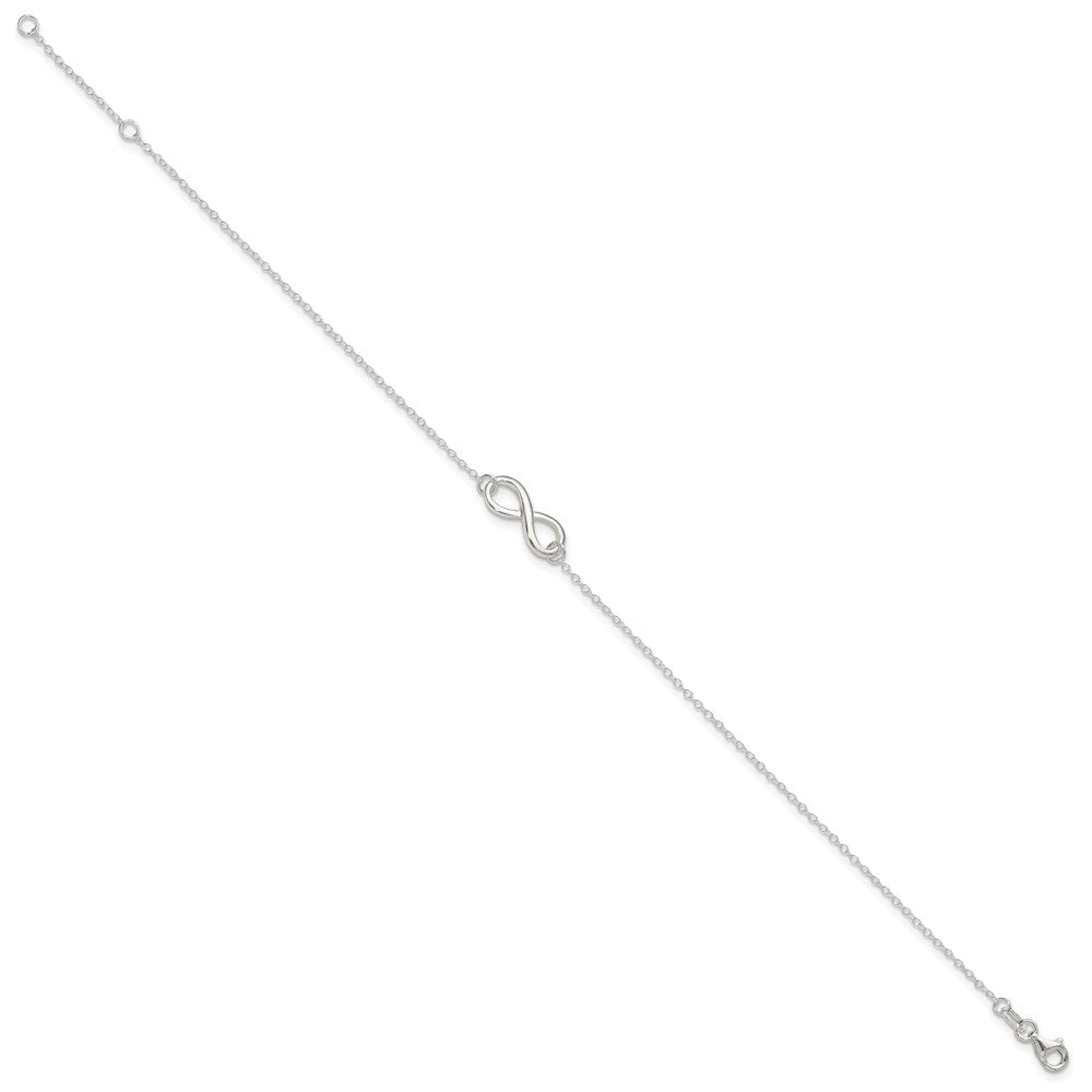 Sterling Silver Polished 9in Plus 1in. Ext. Infinity Symbol Anklet 9 inches