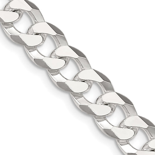 Sterling Silver 8.5mm Beveled Curb Chain 26 Inches