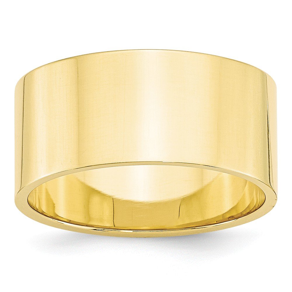 10k Yellow Gold 10mm Lightweight Flat Wedding Band Size 11