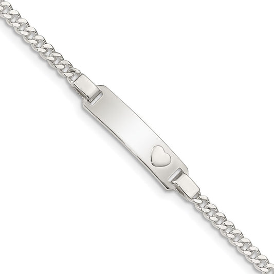 Sterling Silver Baby ID with Heart Bracelet 5.5 inches