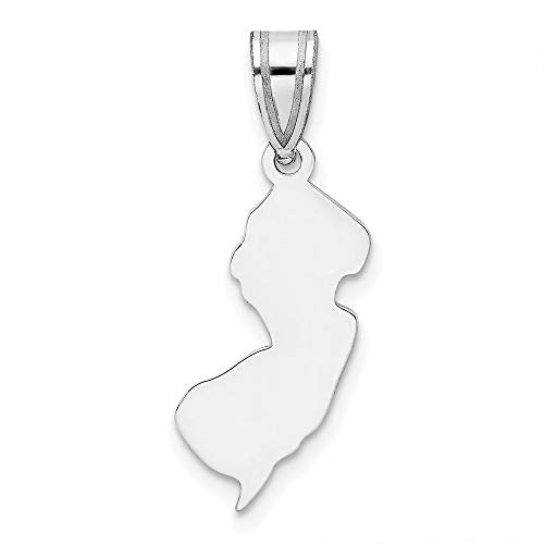Sterling Silver/Rhodium-plated New Jersey State Pendant QXNA707SS-NJ