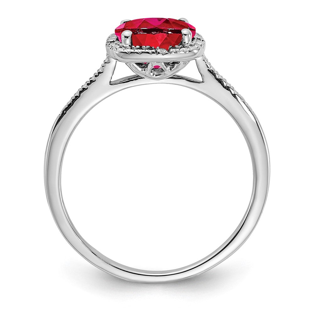Sterling Silver CR Ruby & Diamond Ring