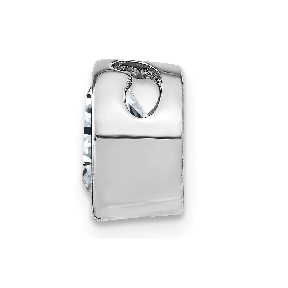 14k White Gold Round Bezel D E F Pure Light Moissanite Chain Slide