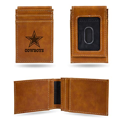 Cowboys Laser Engraved Brown Front Pocket Wallet