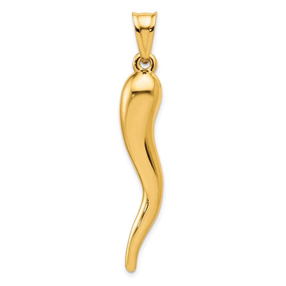 10K 40mm Hollow Italian Horn Pendant with Bigger Bail