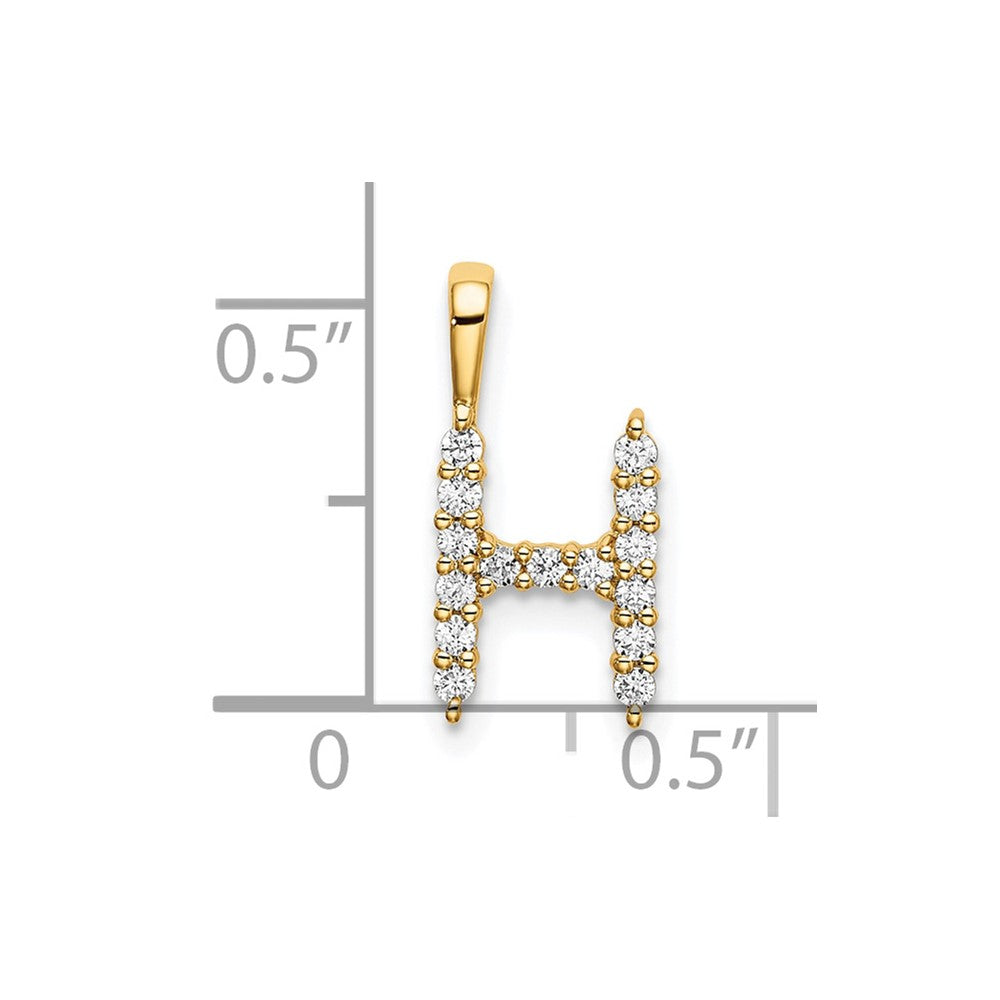 14k 1/6 carat Lab Grown Diamond VS/SI+ G+ Letter H Initial Pendant