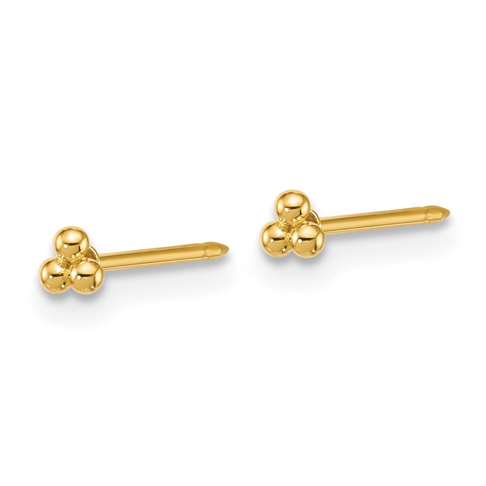 Inverness 14K Gold Polished 3mm Triple Ball Post Piercing Earrings