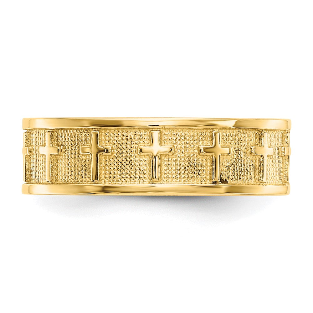 14k Polished & Satin Cross Band Size 5.75