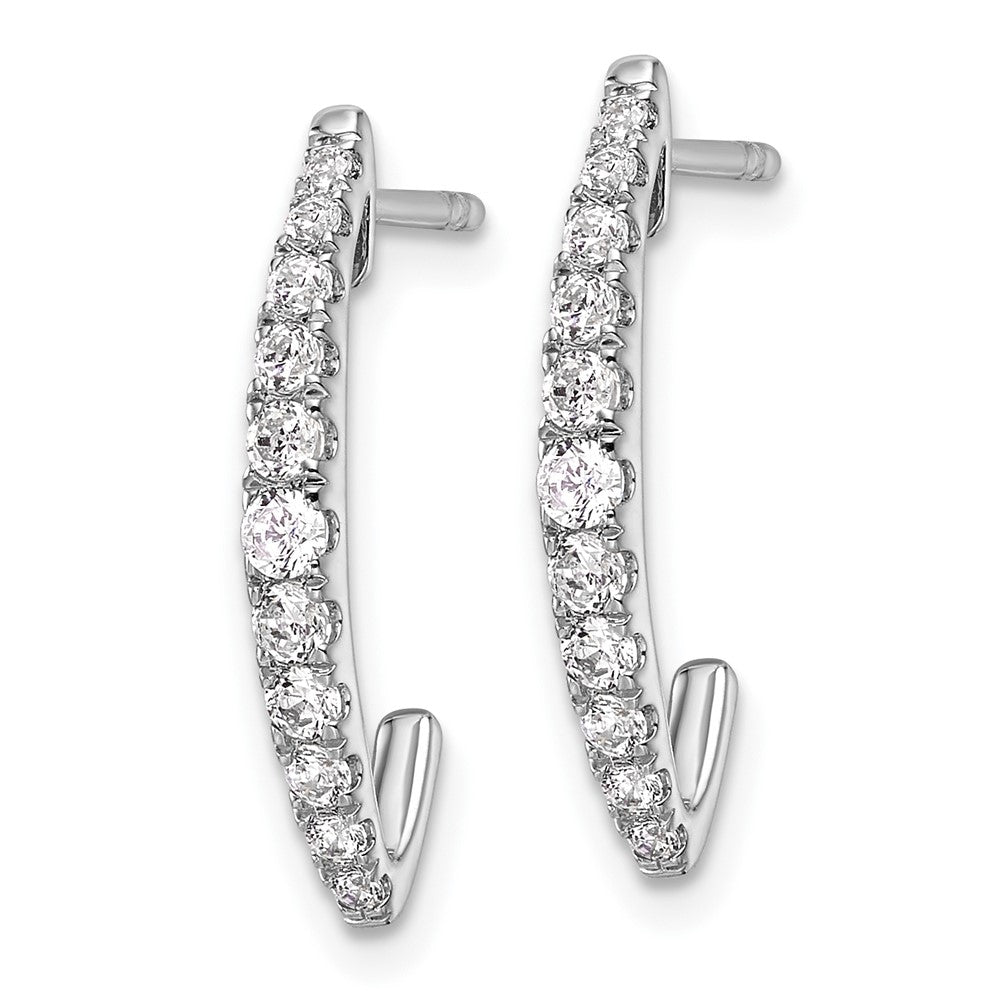 True Origin 14k White Gold 1/2 carat Lab Grown Diamond VS DEF J-Hoop Earrings