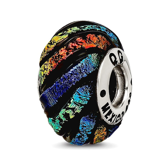 Sterling Silver Reflections Rainbow Swirl Dichroic Glass Bead