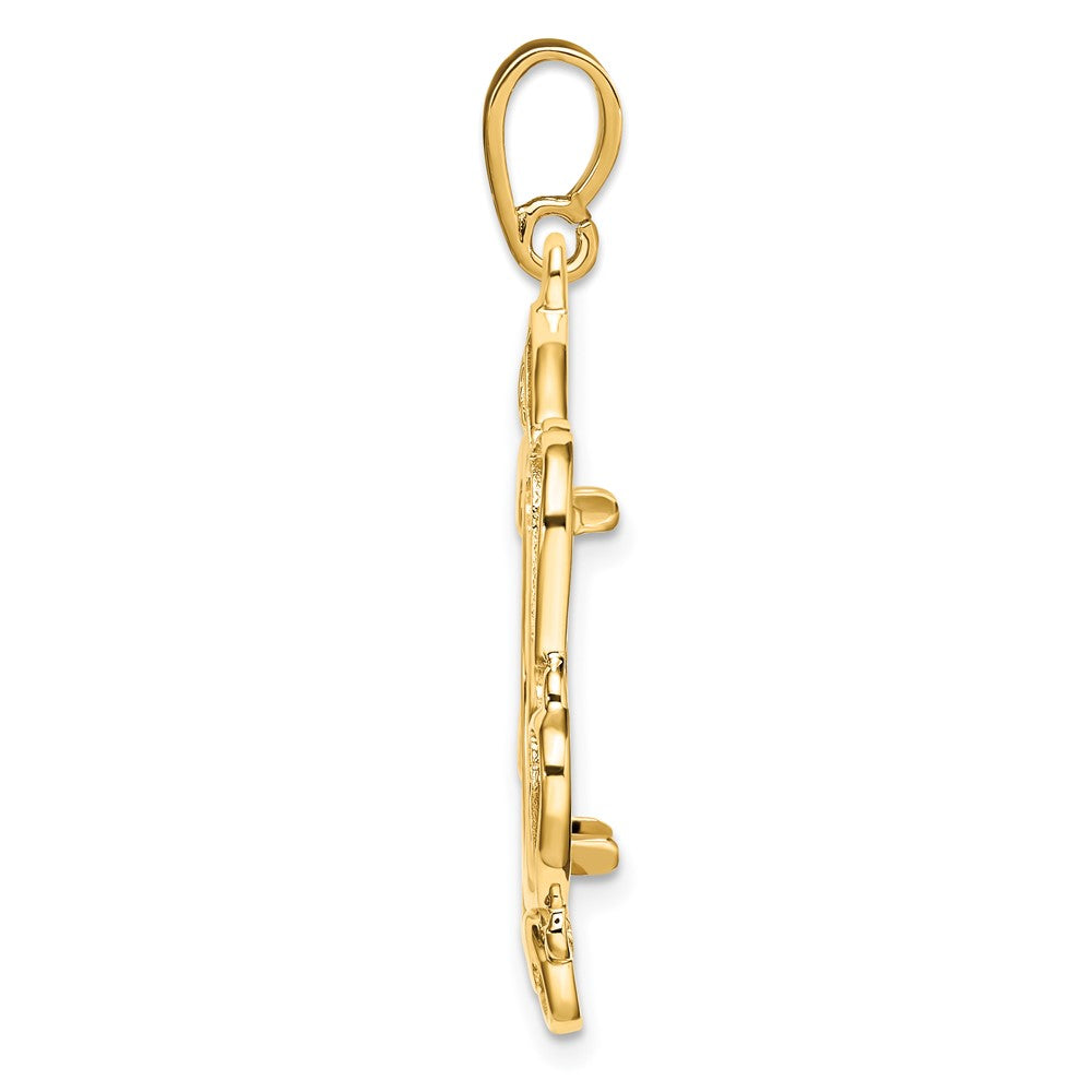 Wideband Distinguished Coin Jewelry 14k Polished Curved Scroll 16.5mm Prong Coin Bezel Pendant