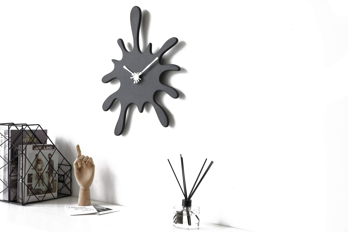 Modern Minimalist Ink Splash Silent Wall Clock (19.5” X 18.8”)