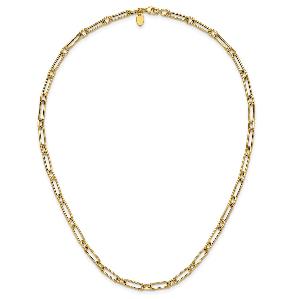 14K Polished and Textured 4.2mm Fancy Link Necklace