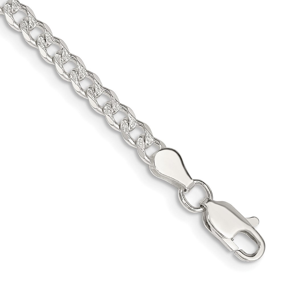 Sterling Silver 3.8mm Pav‚ Curb Chain 8 inches