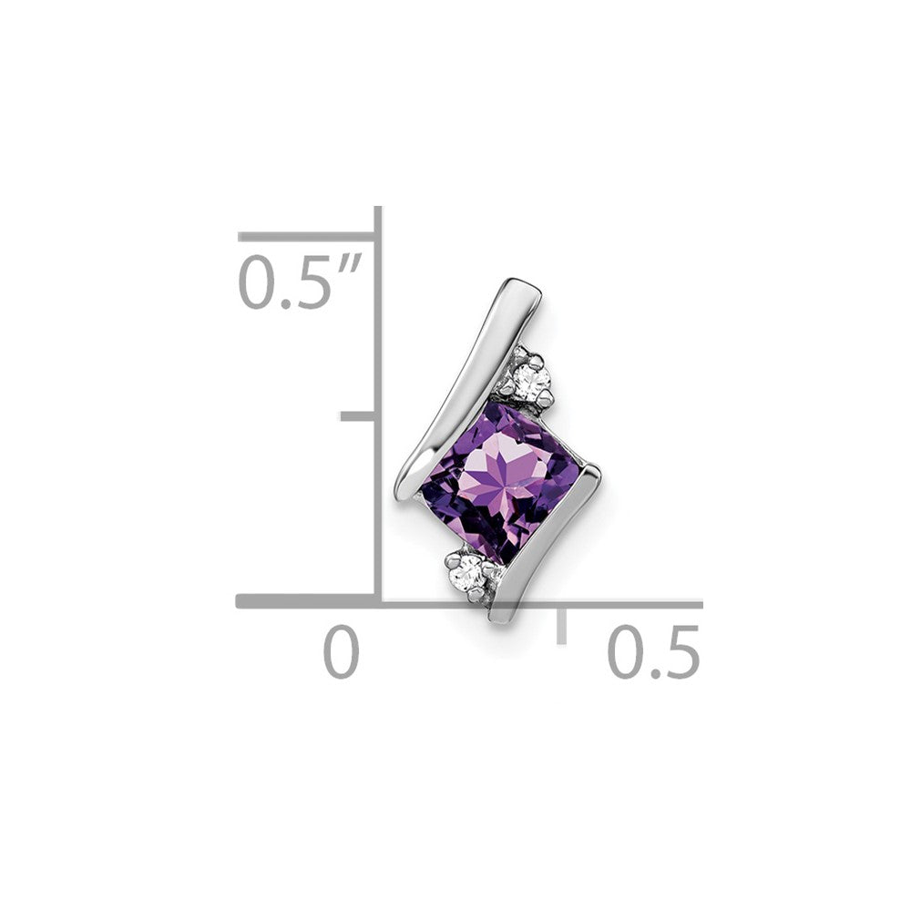 Sterling Silver Antique Cushion Amethyst and Diamond Pendant