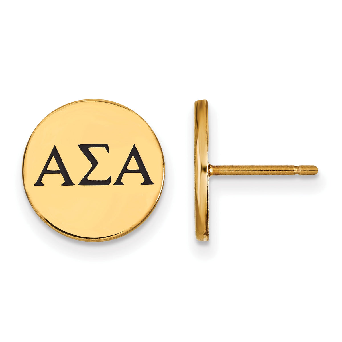 Sterling Silver w/ 14K Yellow Gold-Plated Official Licensed Greek Sororities Alpha Sigma Alpha (???) Enameled Post Earrings