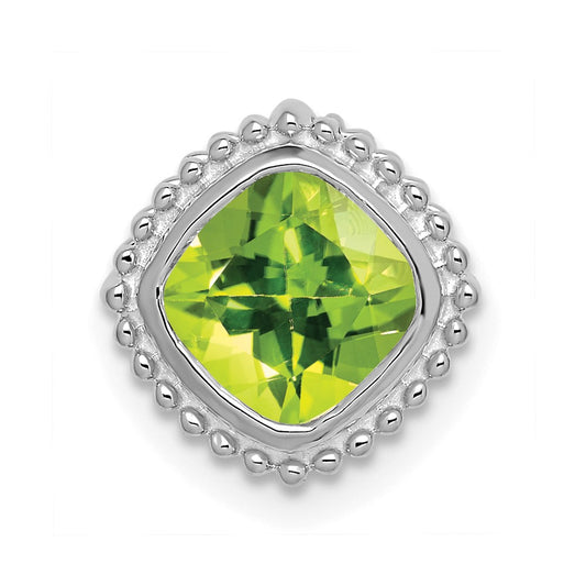 14k White Gold Cushion Peridot Chain Slide