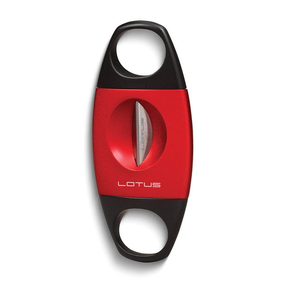 Lotus Jaws Anodized Red and Matte Black 64-Ring Gauge Serrated V-Cut Cigar Cutter QGM19878