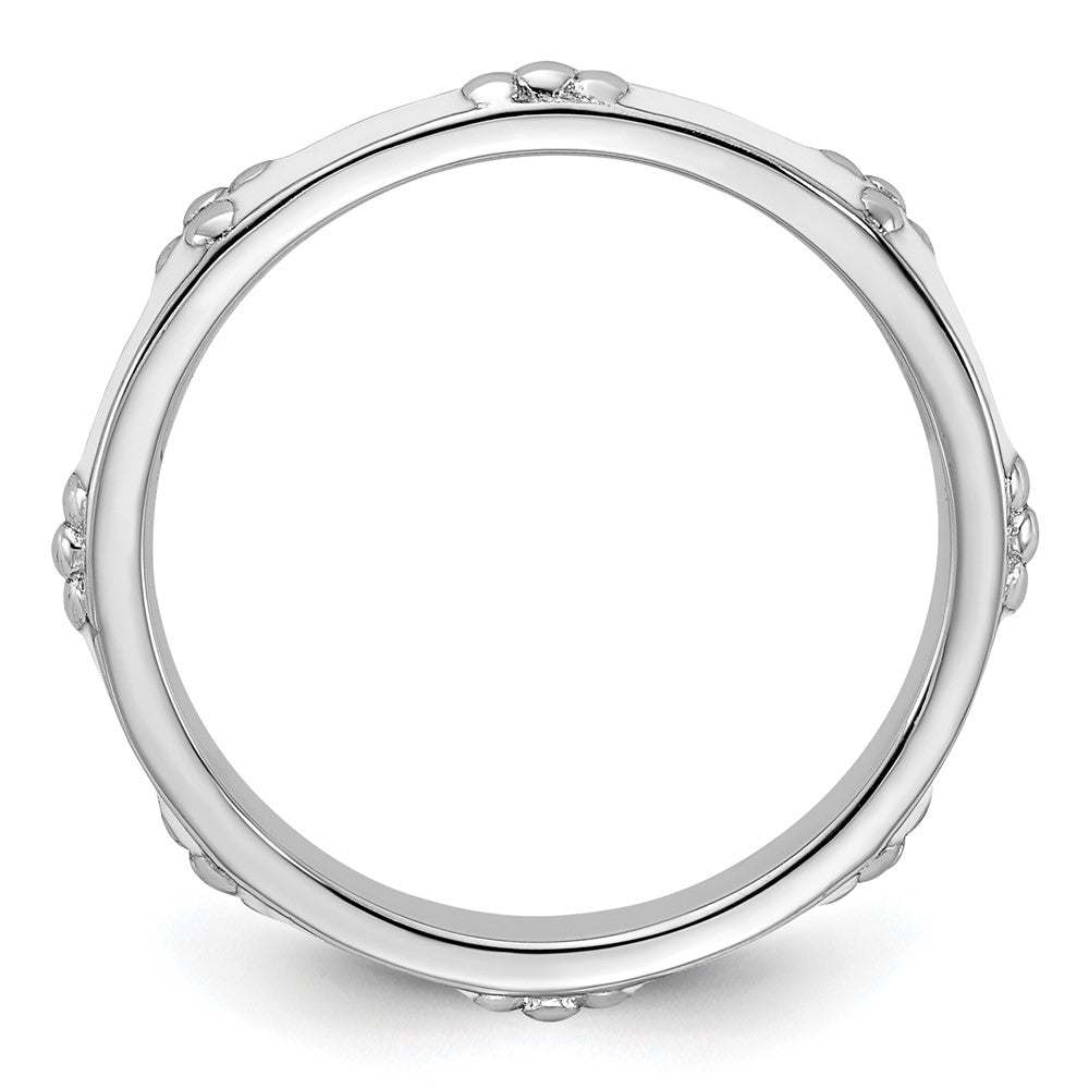 Sterling Silver Stackable Expressions White Enameled Ring