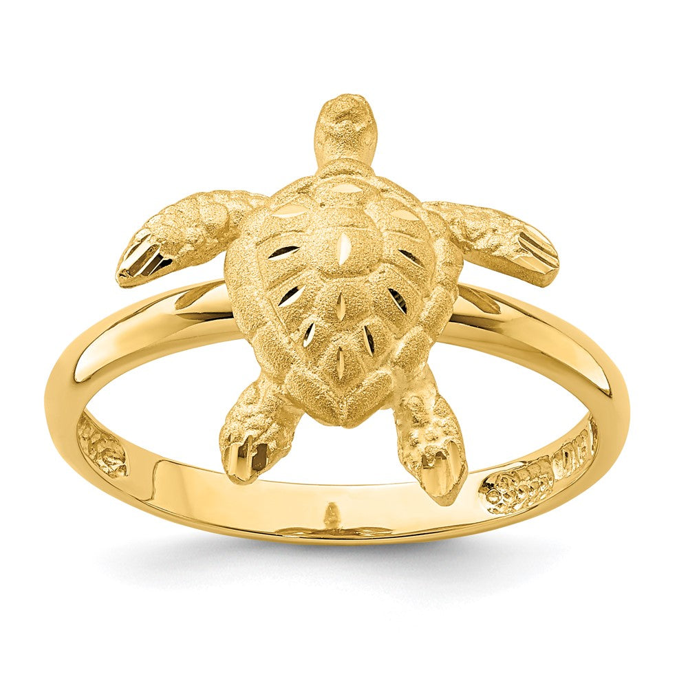 14K Brushed & Polished D/C Turtle Ring Size 7