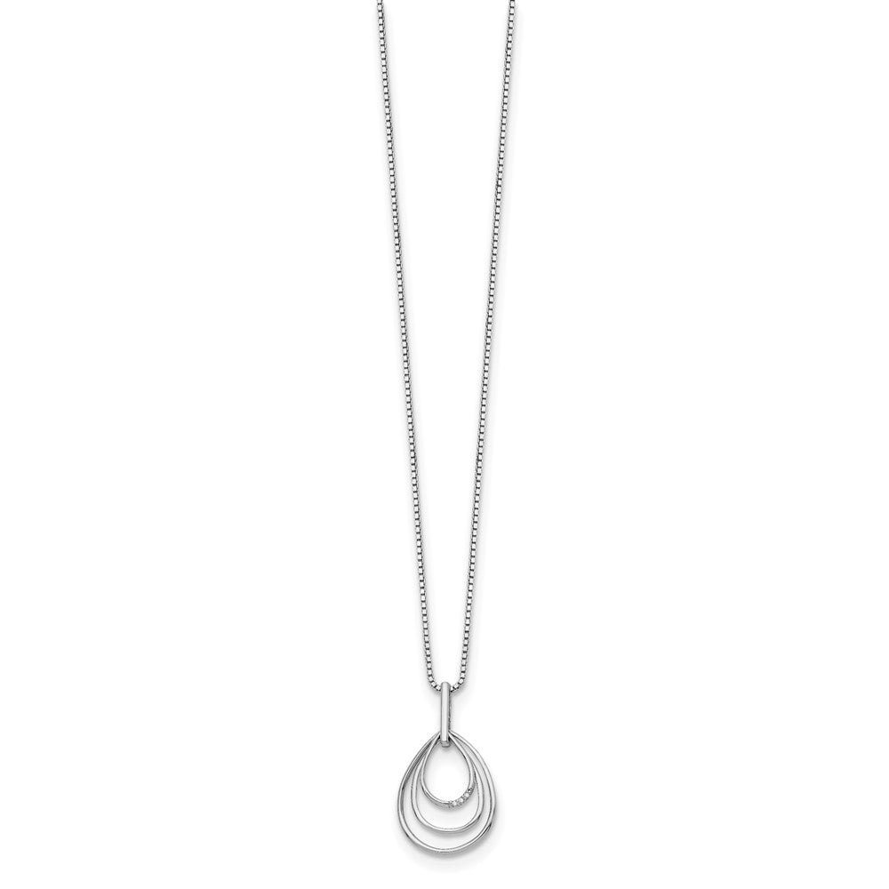 White Ice Sterling Silver Rhodium-plated 18 Inch Diamond Fancy Teardrop Necklace with 2 Inch Extender 18 Inches