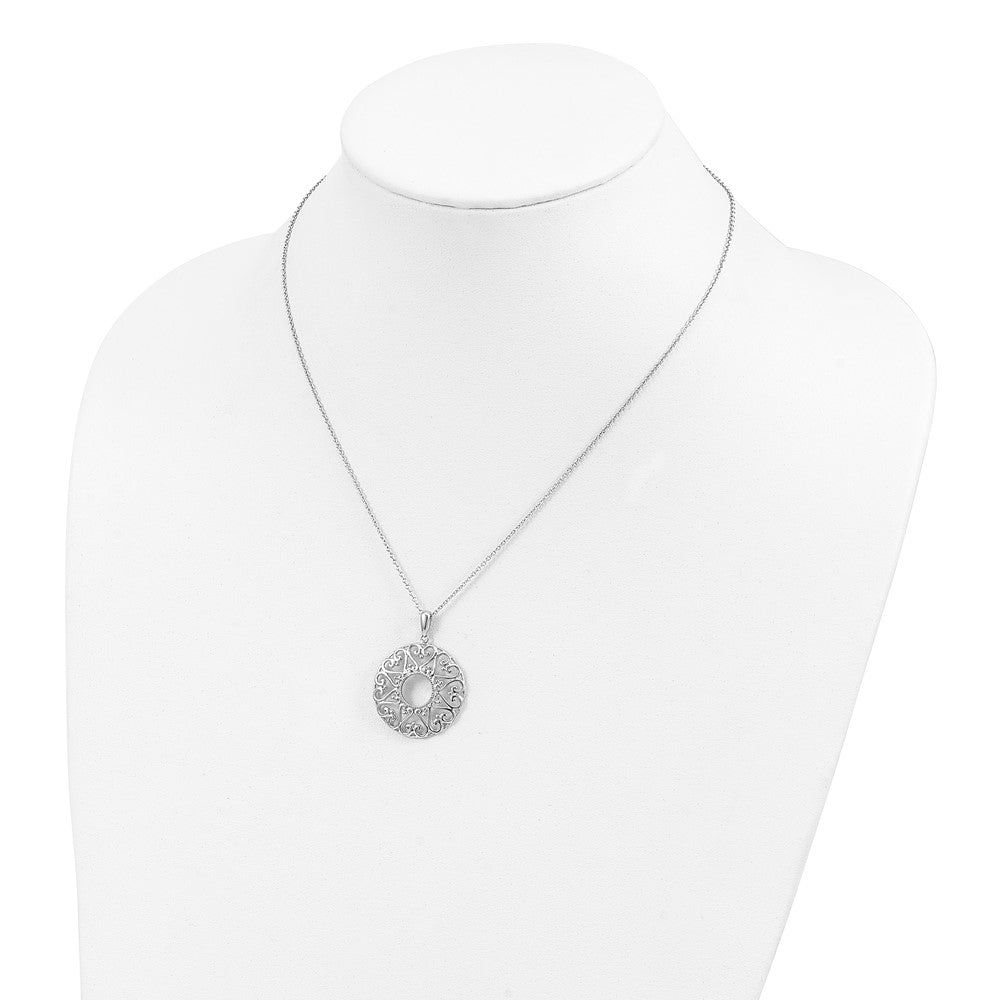 Sentimental Expressions Sterling Silver Rhodium-plated Polished Family Heart Strings 18in Necklace 18 Inches