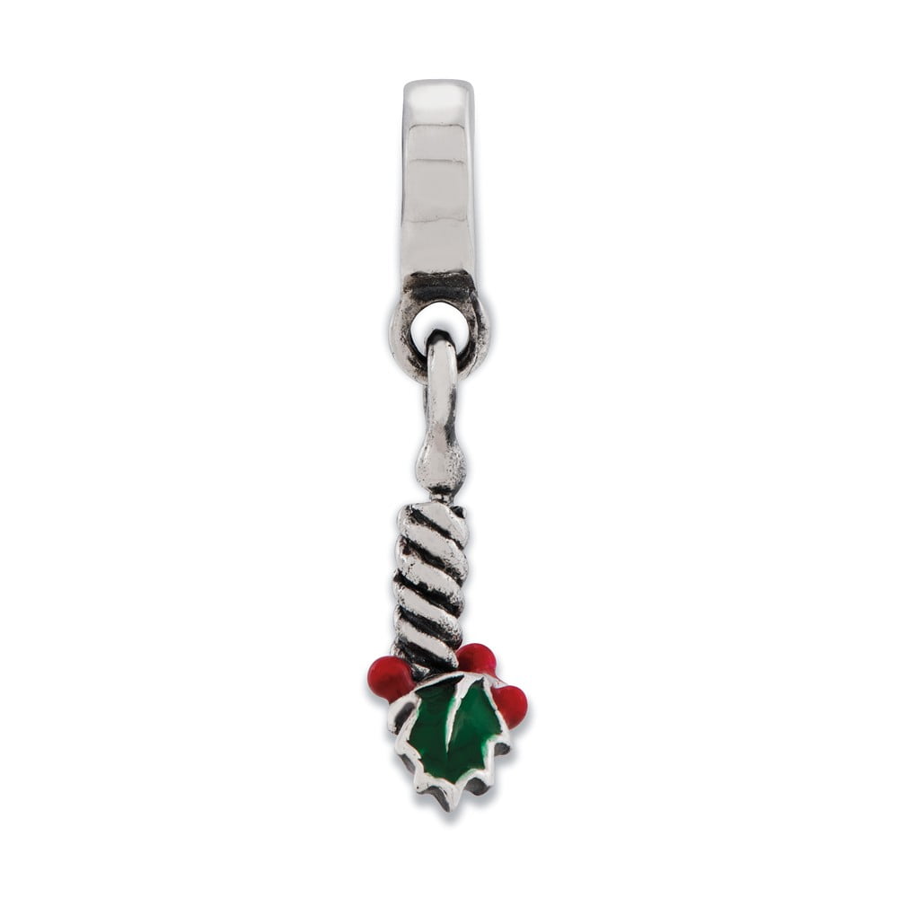 Sterling Silver Reflections Candle with Holly Leaf Dangle Bead