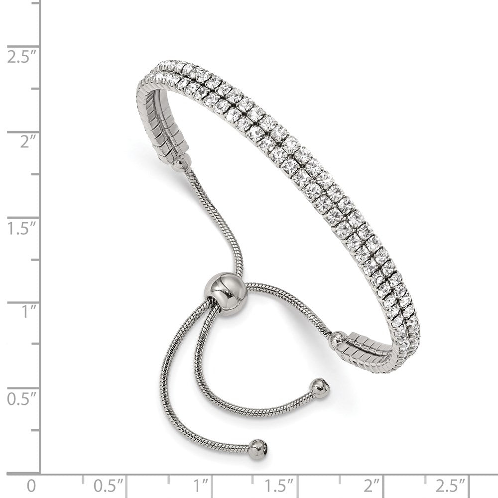 Stainless Steel Polished Preciosa Crystal Adjustable Bracelet 8.5 inches