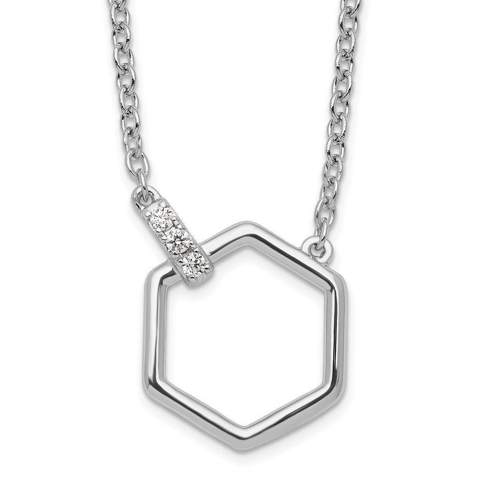 White Ice Sterling Silver Rhodium-plated 18 Inch Diamond Hexagon Necklace 18 Inches