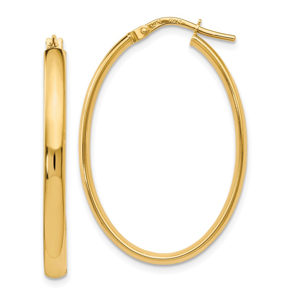 10K Polished Oval Hoop Earrings