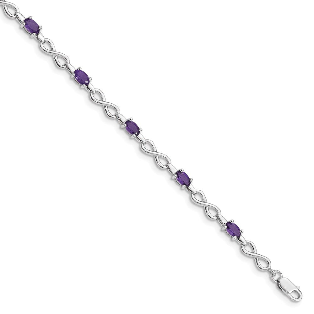Sterling Silver Rhodium-plated Amethyst Bracelet 7 inches