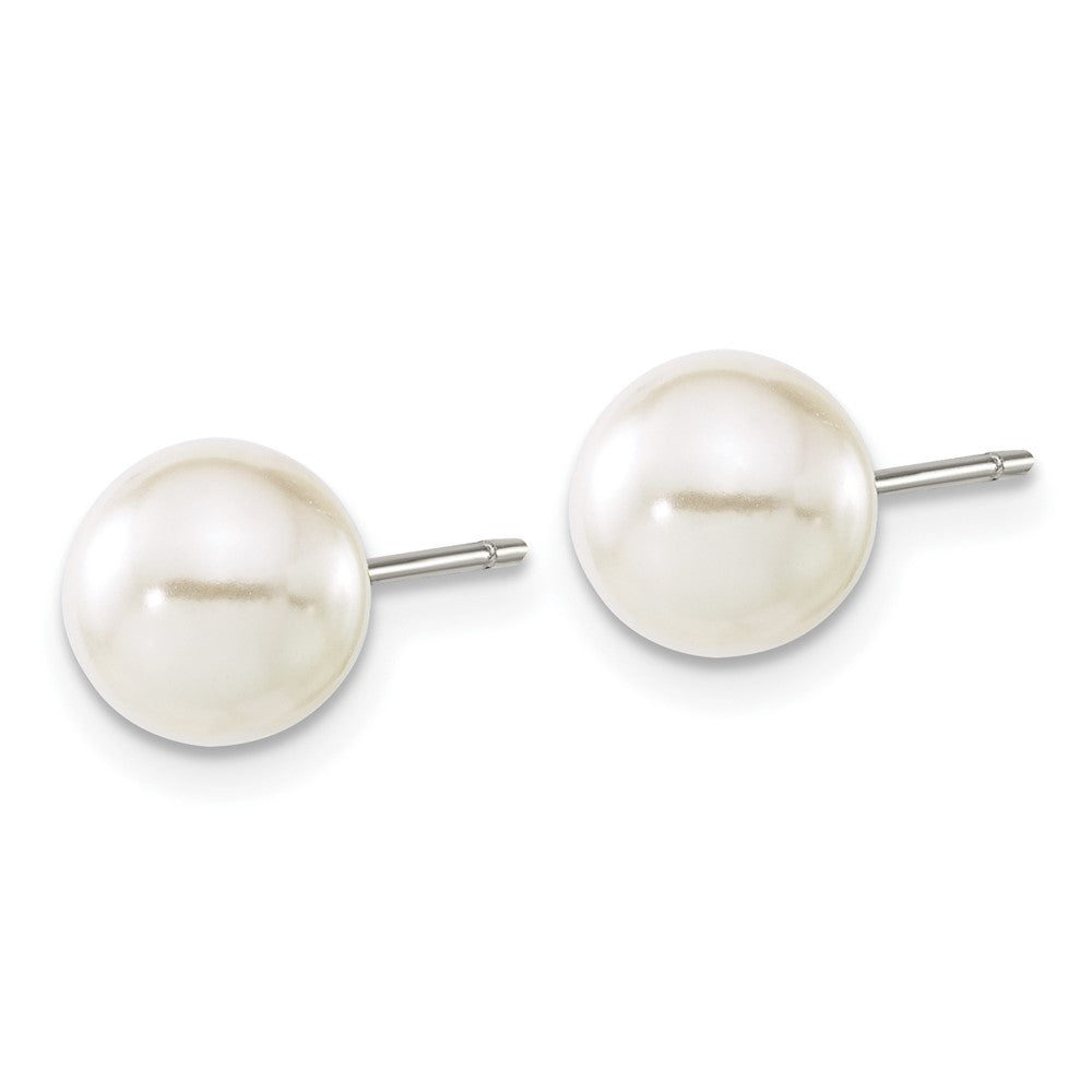 Titanium Polished 7.75mm Imitation Pearl Post Earrings