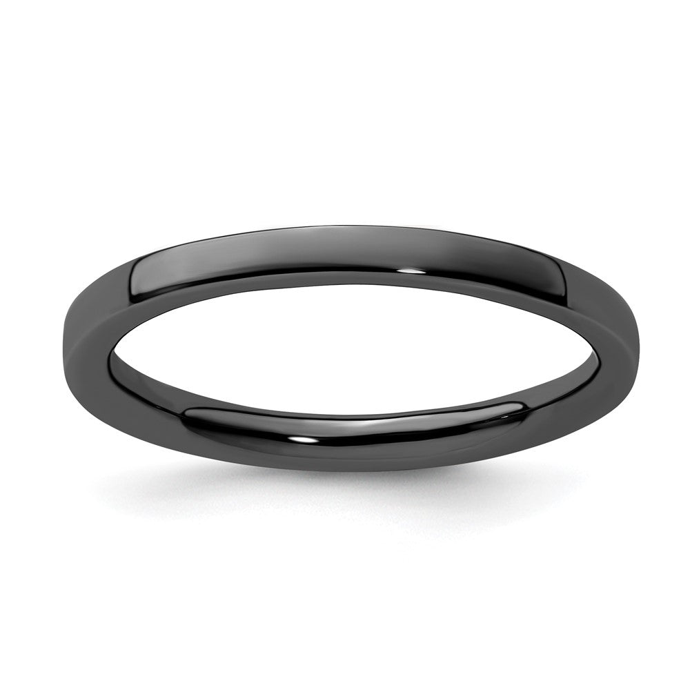 Sterling Silver Stackable Expressions Black-plated Polished Ring Size -8