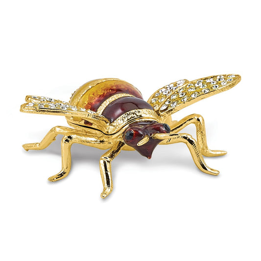 Luxury Giftware by Jere Bejeweled POLLINATOR Bee Trinket Box with Matching 18 inch Necklace