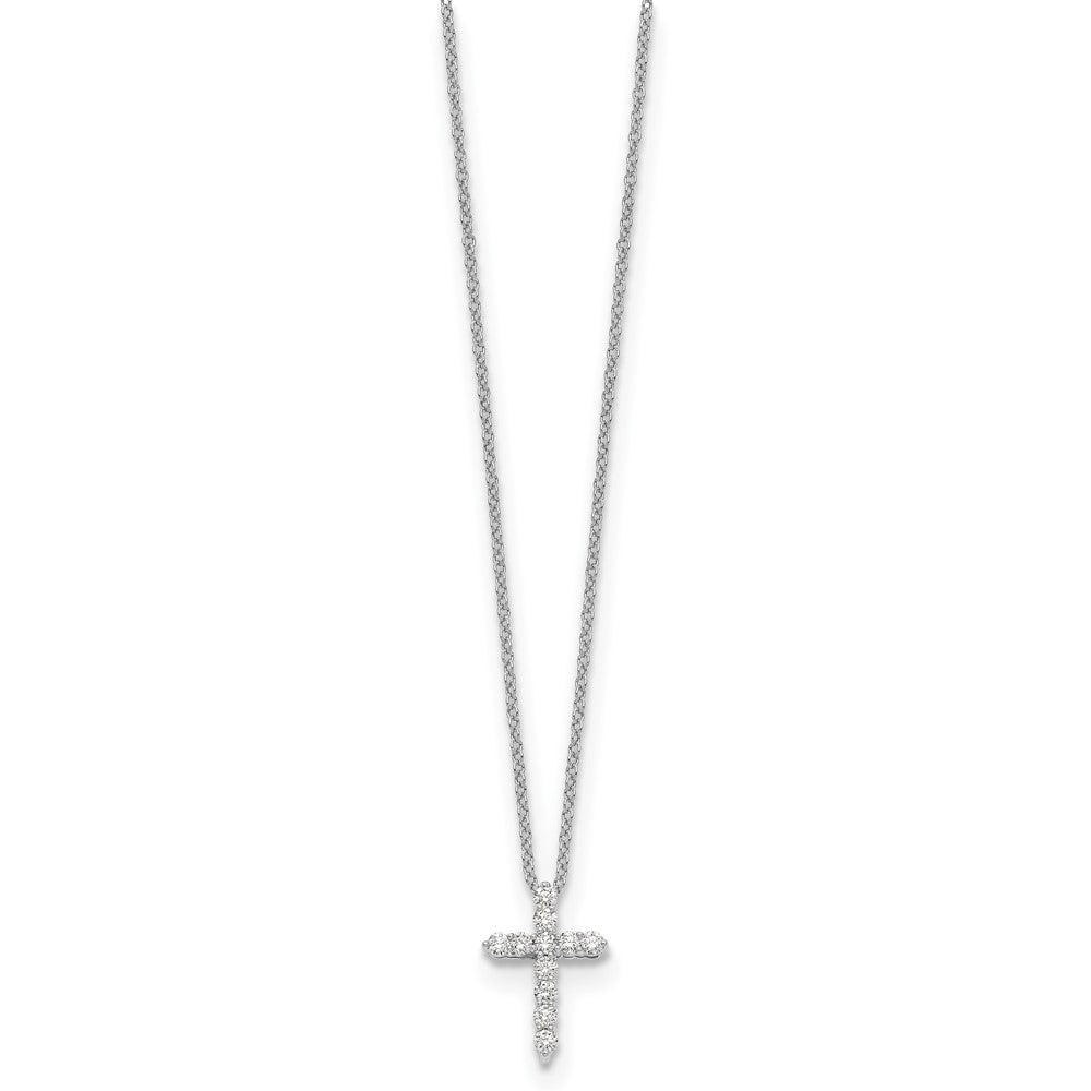 True Origin 14k White Gold 1/4 carat Lab Grown Diamond VS DEF 18 inch Cross Pendant Necklace