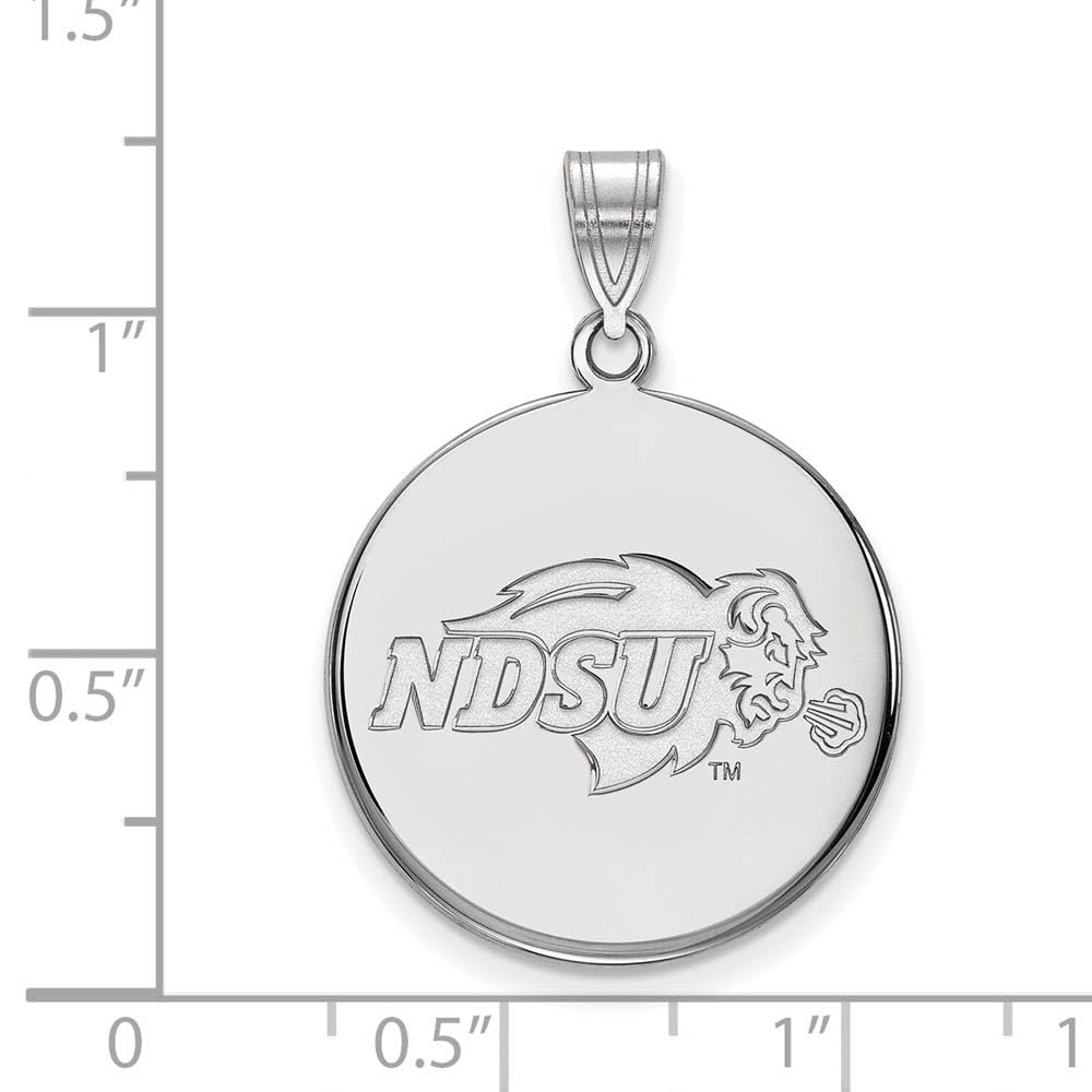 LogoArt Sterling Silver North Dakota State Large Disc Pendant Necklace