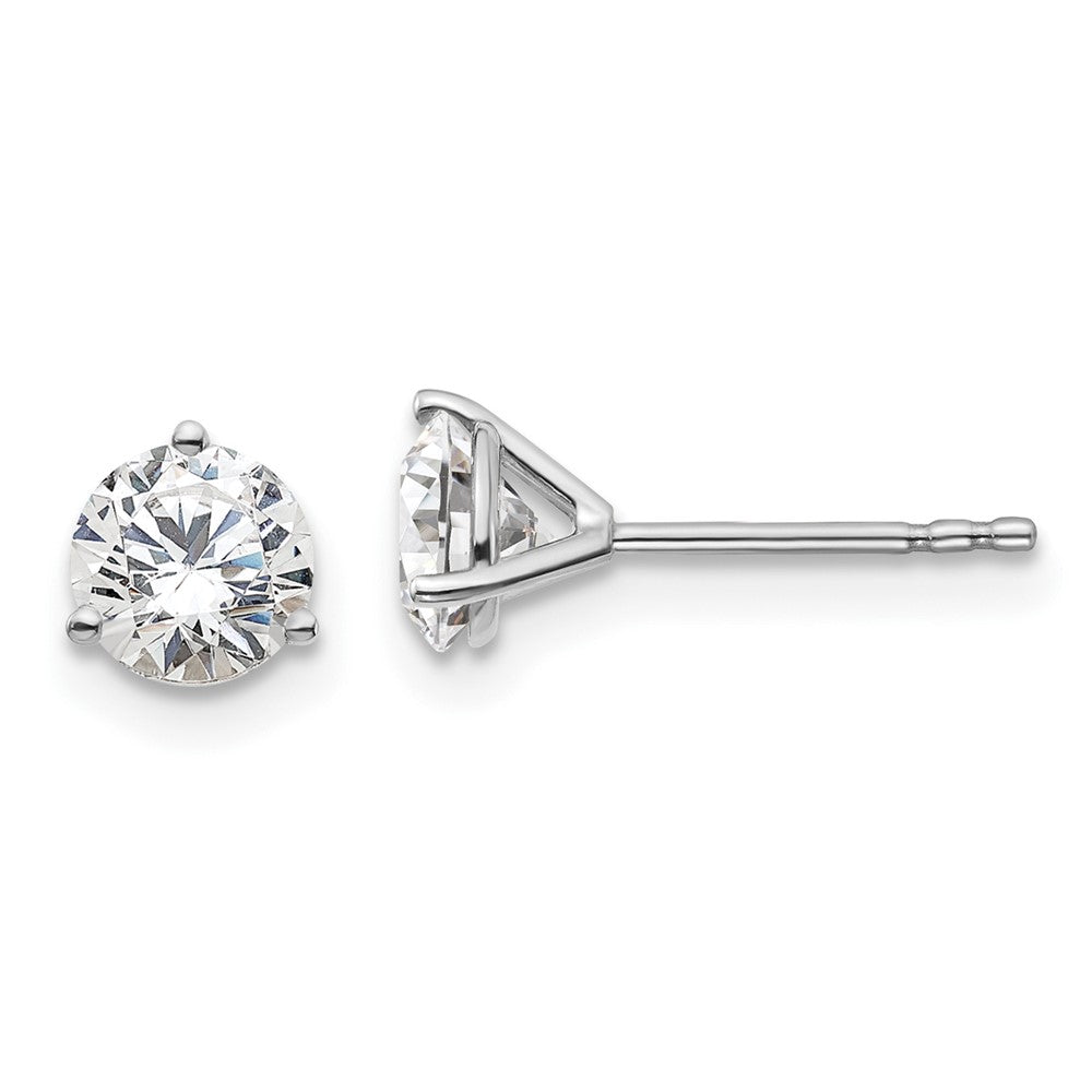 14k White Gold 1 1/4 ctw Lab Grown Diamond VS/SI+ G+ Round 3 Prong Heavy Wt. Stud Earrings