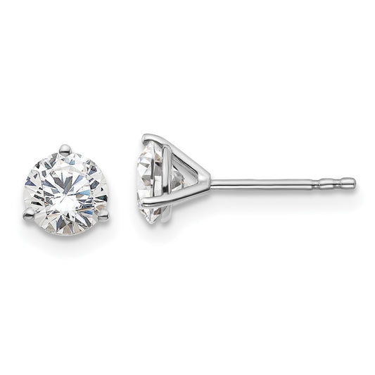 14k White Gold 1 1/4 ctw Lab Grown Diamond VS/SI+ G+ Round 3 Prong Heavy Wt. Stud Earrings