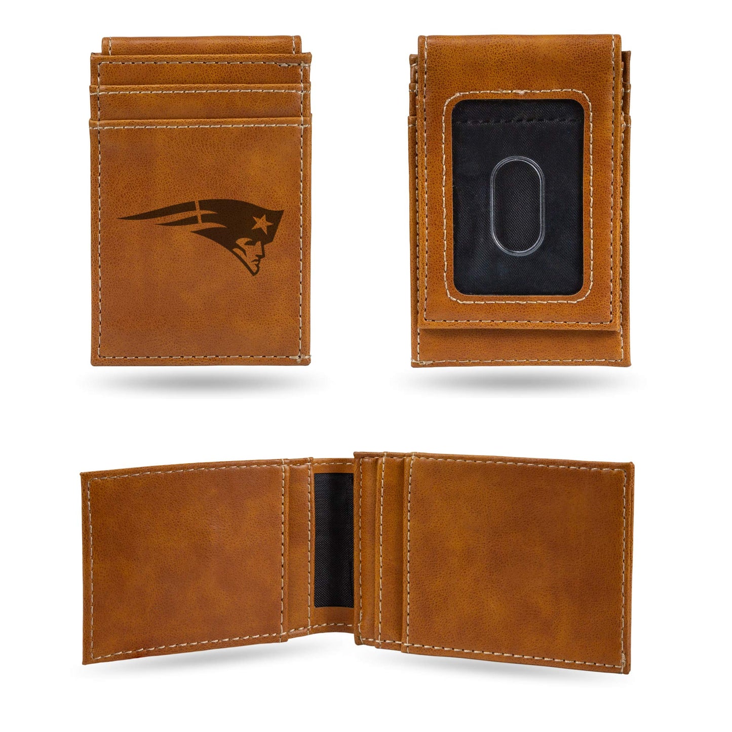 Patriots Laser Engraved Brown Front Pocket Wallet