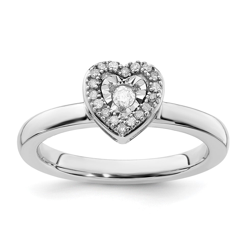 Sterling Silver Stackable Expressions Heart Diamond Ring Size -10