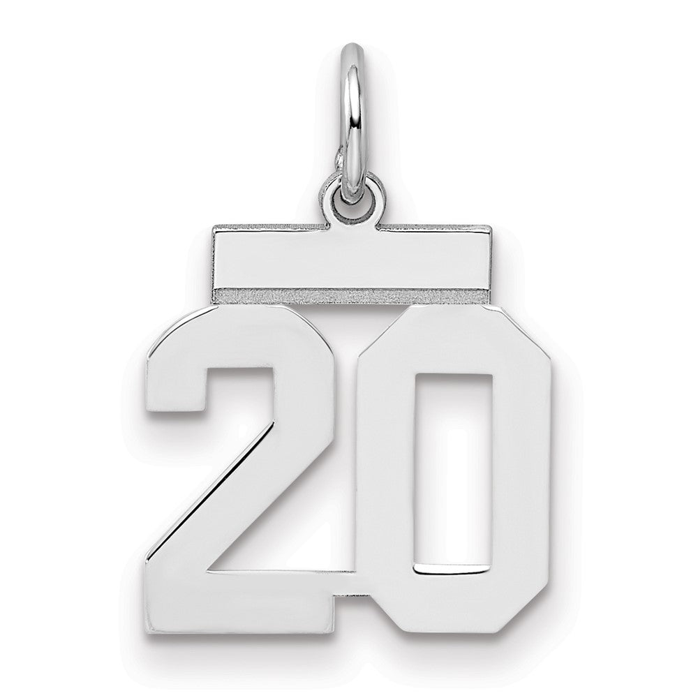 Sterling Silver/Rhodium-plated Polished Number 20 Charm