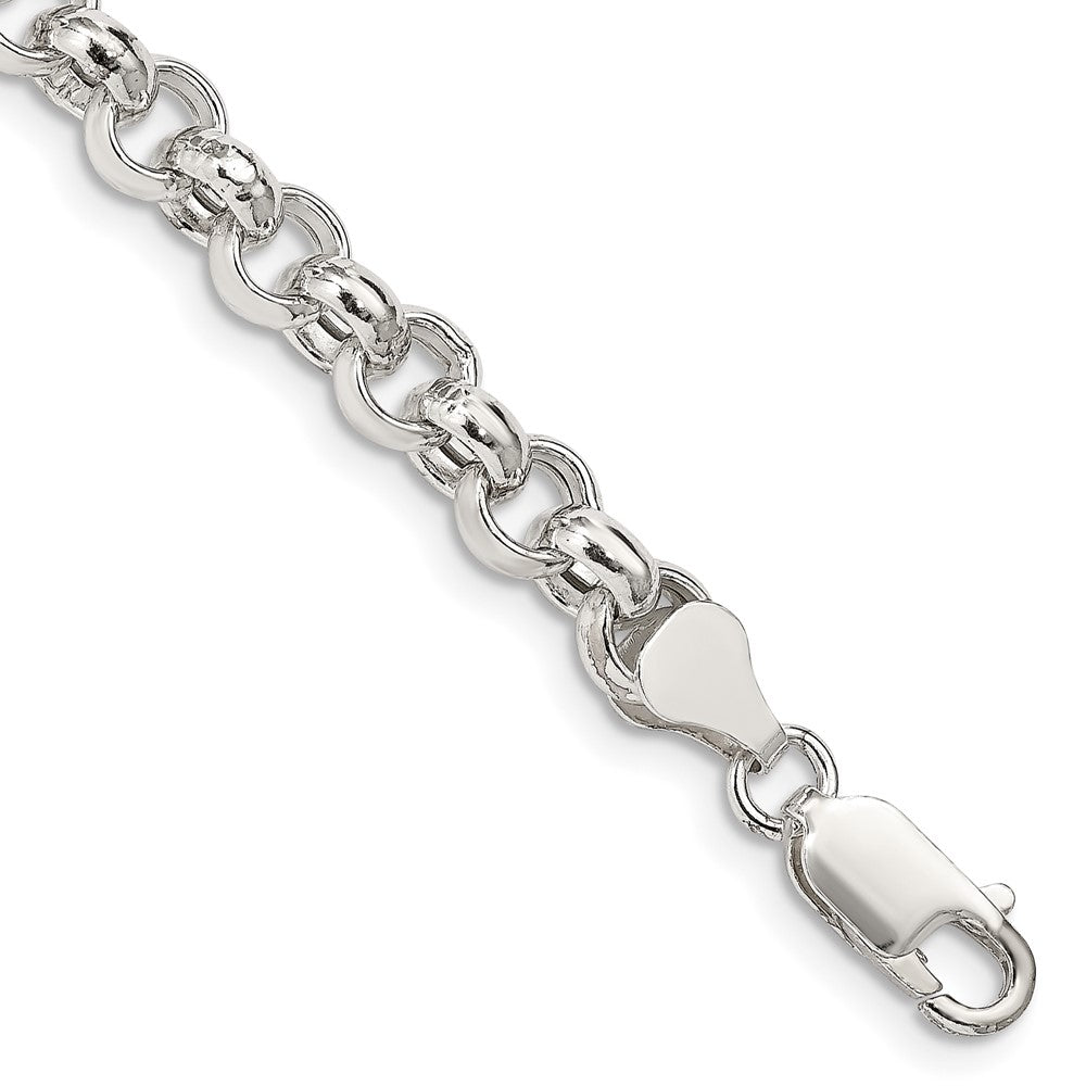 Sterling Silver 6.5mm Semi-solid Rolo Chain 7 inches