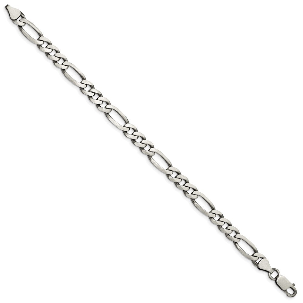 Sterling Silver Antiqued 6.5mm Figaro Chain 8 inches